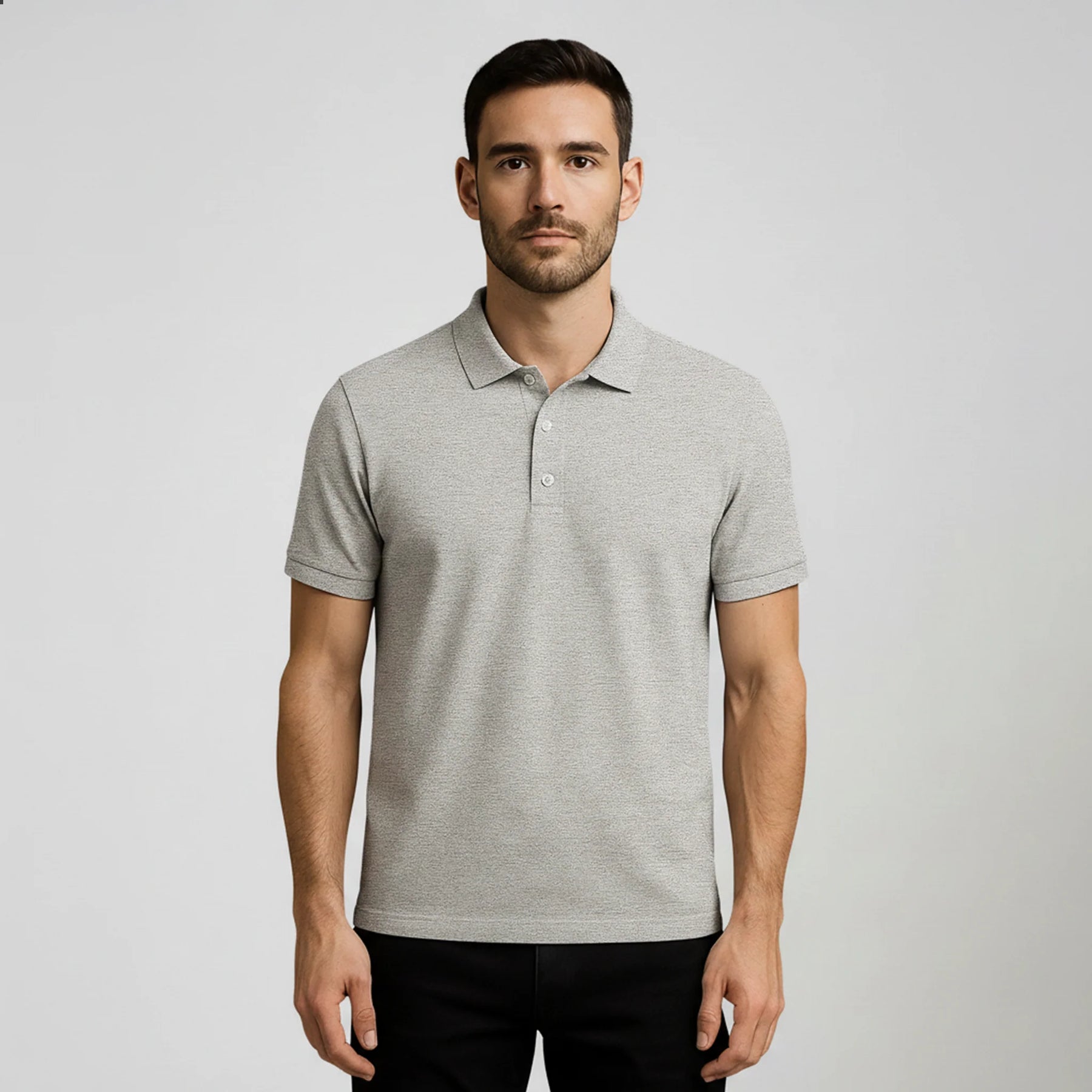 POLO CINZA MESCLA BÁSICA - MASCULINA