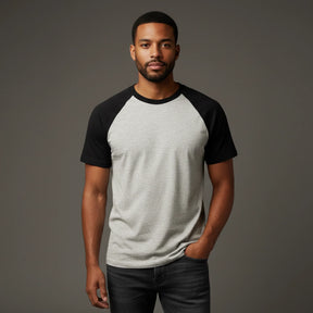 RAGLAN CINZA MESCLA E PRETA BÁSICA