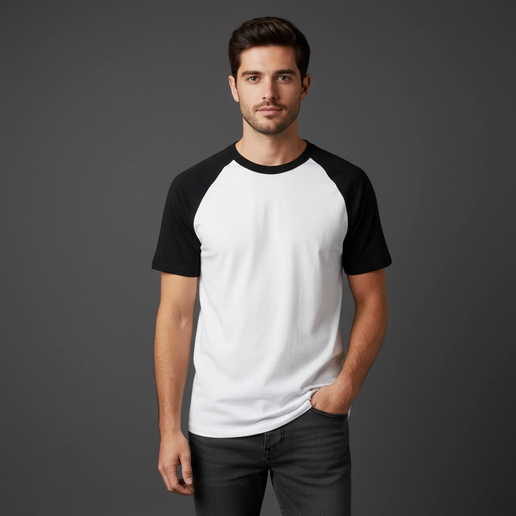 RAGLAN BRANCA E PRETA BÁSICA